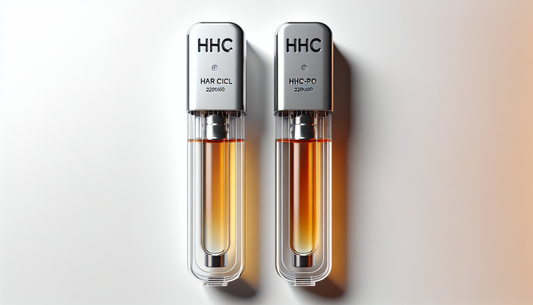 "Two vape cartridges labeled HHC on a white background from E-Euphoria Vape UK, offering legal alternative cannabinoid products like HHC-PO and THC variants."