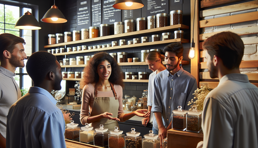 "Friendly staff at E-Euphoria Vape UK's store discussing alternative cannabinoid products like HHC, THC-P, and CBND with customers."