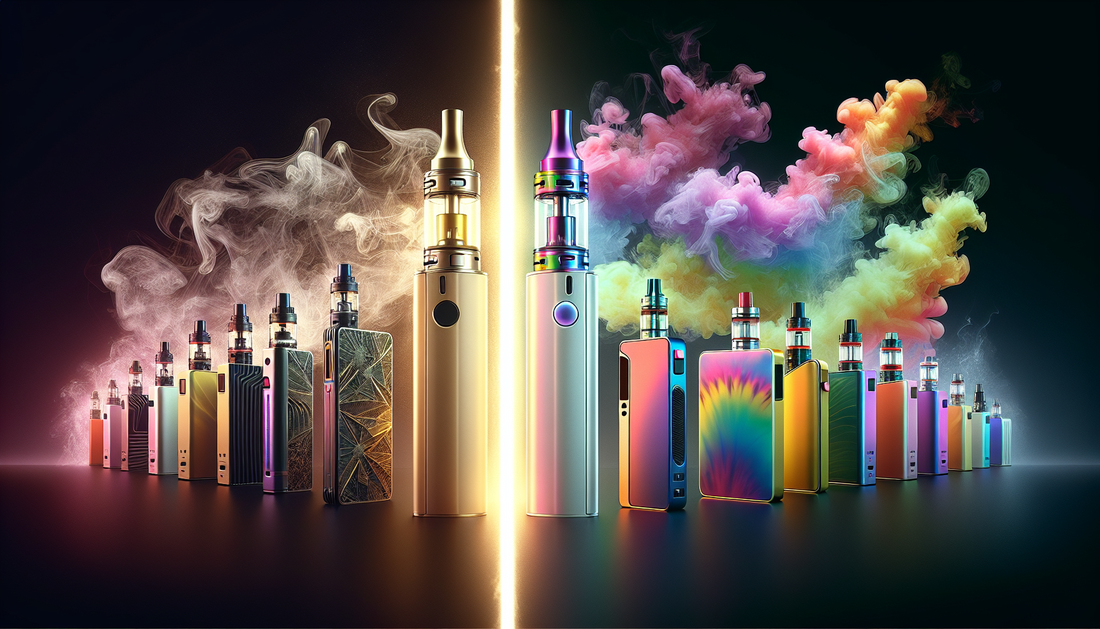 "Stylish vape products by E-Euphoria Vape UK against colorful and smoky backgrounds, featuring HHC, THC-P, and legal cannabinoid alternatives."