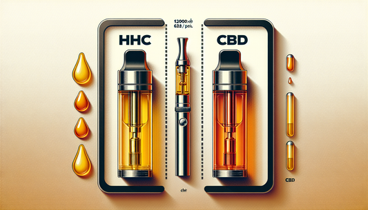 "Illustration featuring vape cartridges for HHC and CBD from E-Euphoria Vape Romania, showcasing alternative cannabinoid products and legal THC alternatives."